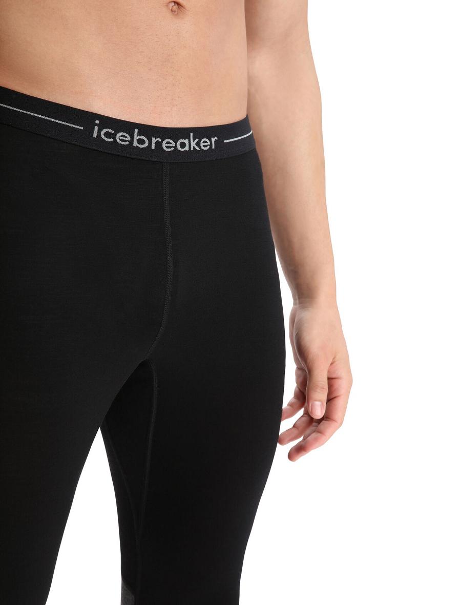 Black / Jet Heather Icebreaker 200 ZoneKnit™ Merino Leggings Men's Base Layers | AU 1341QMAZ